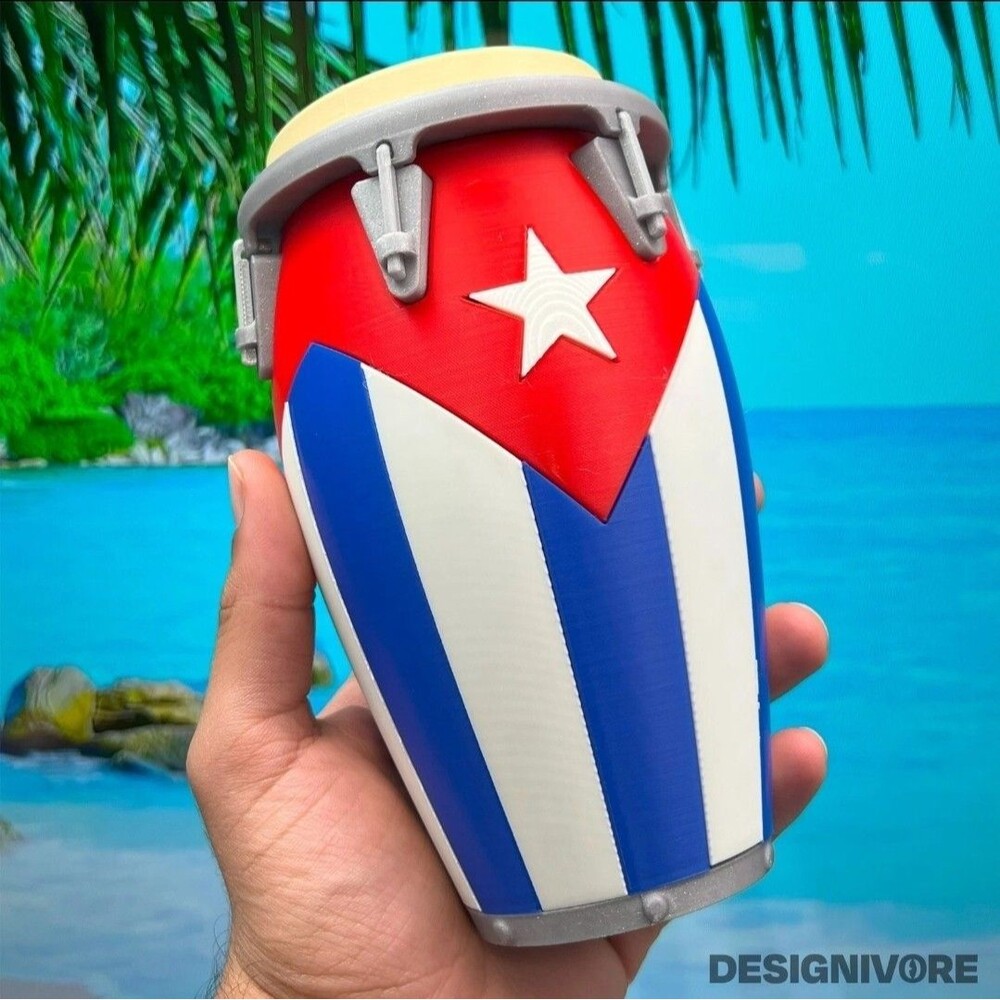 PR Flag Conga Drum Can Holder 3D Printed Beer & Soda Can Cooler Koozie